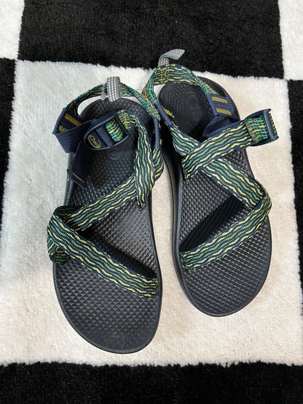 Chaco Striped Webbing Sandals - Navy, Green, Yellow